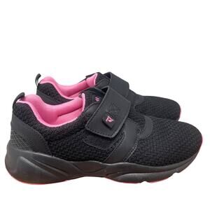 Propet Stability X Strap Womens Sneaker 8.5N (AA) Black Pink Hook & Loop WAA033M
